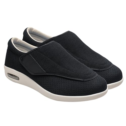 Möge Turnschuhe Mit Klettverschluss Diabetiker Schuhe Herren Orthopädische Hausschuhe Extra Weit Freizeitschuhe Hallux Orthopädische Schuhe Herren(Color:Black,Size:41 EU) von Möge