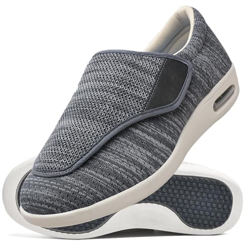 Verbandschuhe Herren Extra Weit Sandalen für Geschwollen Füße Slip On Sneakers Herren Walkingschuhe Extra Weit Business Walkingschuhe Sportschuhe (Color : Darkgrey, Size : 39 EU) von Möge