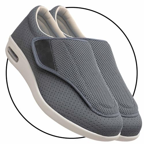 Ohne Schnuersenkel Slip-on Schuhe Diabetiker Sandalen Herren Outdoor Walking Shoes Orthopädische mit Klettverschluss Verstellbare Gesundheitsschuhe geschwollene Füße Reha Schuhe(Color:Gray,Size:41 EU) von Möge