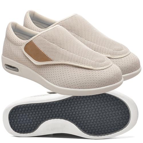 Orthopädische Turnschuhe Herren Diabetikerschuhe Schuhe für die Pflege von diabetischen Fußpatienten Rehabilitationsschuhe für Fußverletzungen Gesundheitsschuh für Senioren ( Color : Beige , Size : 47 von Möge