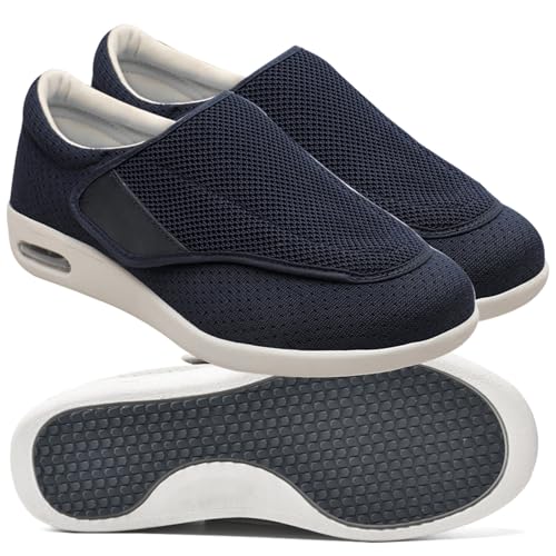 Orthopädische Turnschuhe Herren Diabetikerschuhe Schuhe für die Pflege von diabetischen Fußpatienten Rehabilitationsschuhe für Fußverletzungen Gesundheitsschuh für Senioren ( Color : Blue , Size : 43 von Möge