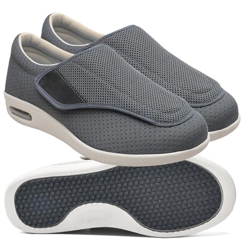 Orthopädische Turnschuhe Herren Diabetikerschuhe Schuhe für die Pflege von diabetischen Fußpatienten Rehabilitationsschuhe für Fußverletzungen Gesundheitsschuh für Senioren ( Color : Gray , Size : 39 von Möge