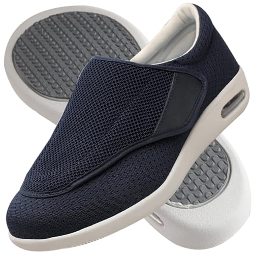 Plantarfasziitis Schuhe Herren breite Passform Walkingschuhe für Diabetiker orthopädische geschwollene Füße Unterstützung leicht bequem und atmungsaktiv für drinnen und draußen ( Color : Blue , Size : von Möge