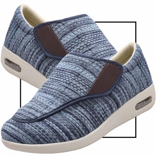 Slip On Loafer für Herren Diabetiker Sandalen Herren Extra Weit Orthopädische Schuhe mit Klettverschluss Verstellbare Gesundheitsschuhe Bequemer Rehaschuhe(Color:LightBlue,Size:36 EU) von Möge