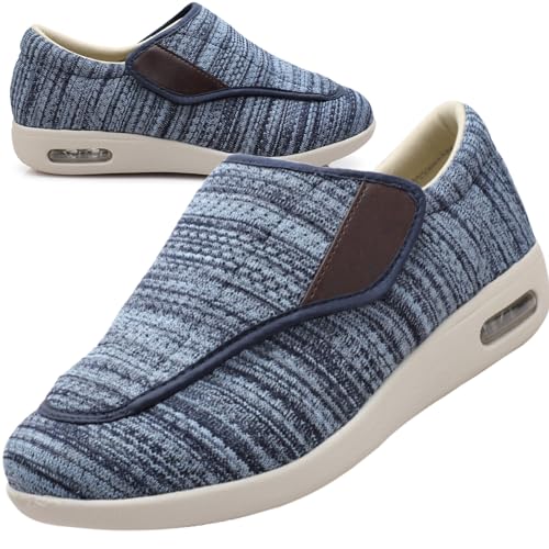 Weit Hausschuhe Diabetikerschuhe für Herren Diabetiker Hausschuhe für Geschwollene Füße Senioren Diabetiker Schuhe Herren Extra Weit Klettverschluss Senioren Schuhe ( Color : LightBlue , Size : 40.5 E von Möge