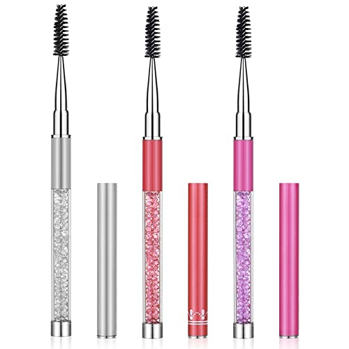 Molain 3 PCS Augenbrauenbürste Spoolies Wimpernkamm Mascara Zauberstab Augenbrauen Wimpernverlängerung Separator Reinigungsset Fächerwimpern Kosmetik Make-up Applikator Kristallgriff mit Kappe von Molain