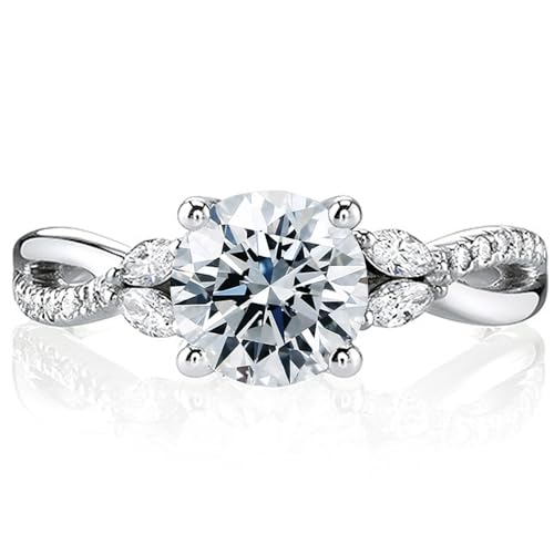 Molioaki Verlobungsring Damen 925 Sterling Silber Silberringe Eheringe Ringe Frauen Diamantring 1ct 5A Zirkonia und Marquise Zirkone ring mit Geschenkbox Verlobung Hochzeit Geschenk mit CZ-60 von Molioaki