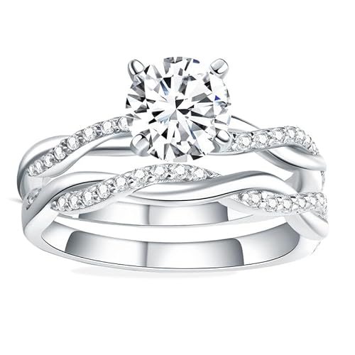 Molioaki Verlobungsring Damen 925 Sterling Silber Unendlicher Diamantring 1.25Karat Brillantschliff 5A Zirkonia Ring Set Schmuck für Braut Hochzeit Eheringe Verlobung Hochzeit Geschenk-58 von Molioaki