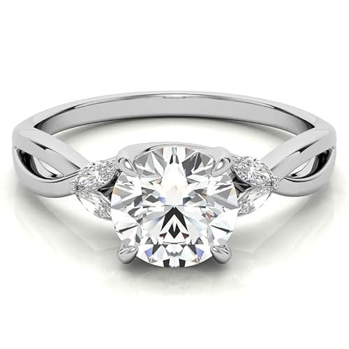 Molioaki Verlobungsring Damen Gold mit Platin Uberzogen Eheringe Damen mit Vier Marquiseschliff Zirkonia Diamantring mit 1 Karat Brillantschliff 5A Zirkon ring Verlobung Hochzeit Geschenk mit CZ-52 von Molioaki