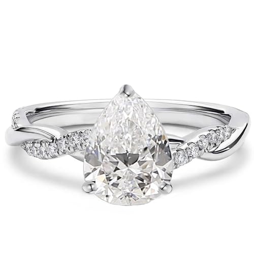 Molioaki Verlobungsring Damen Gold 9K(375) Unendlicher Ring Diamantring 1 Karat Birnenschnitt 5A Zirkonia Ring Weißgold Eheringe Damen Verlobung Hochzeit Geschenk mit CZ-50 von Molioaki