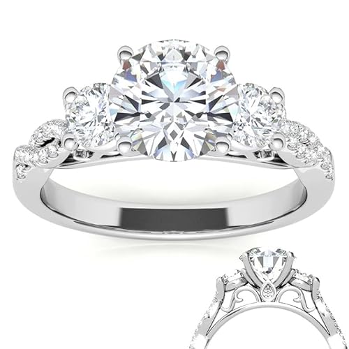 Molioaki Verlobungsring Damen Sterling Silber 925 Eheringe Damen Unendlichkeits Drei Stein Verlobungsring Diamantring 1 Karat Brillantschliff 5A Zirkonia Ring Verlobung Hochzeit Geschenk-50 von Molioaki