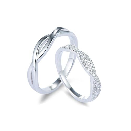 Molioaki Verlobungsring Paar Silber Paar Ringe mit Gravur Personalisierte Ringe mit Zirkon Hochglanzpoliert Breite 4.5MM 3.5MM Partnerringe für Sie und Ihn von Molioaki