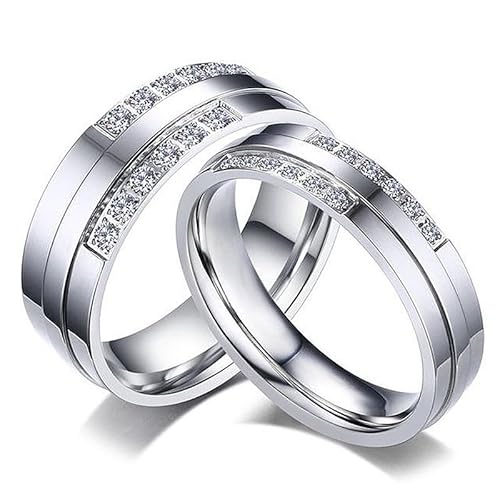 Molioaki Verlobungsring Paar Silber 925 Paar Ringe mit Gravur Personalisierte Ringe mit Zirkon Partnerringe für Sie und Ihn Paar Geschenke für Ehefrau Mann Freundin Freund (Form 9) von Molioaki