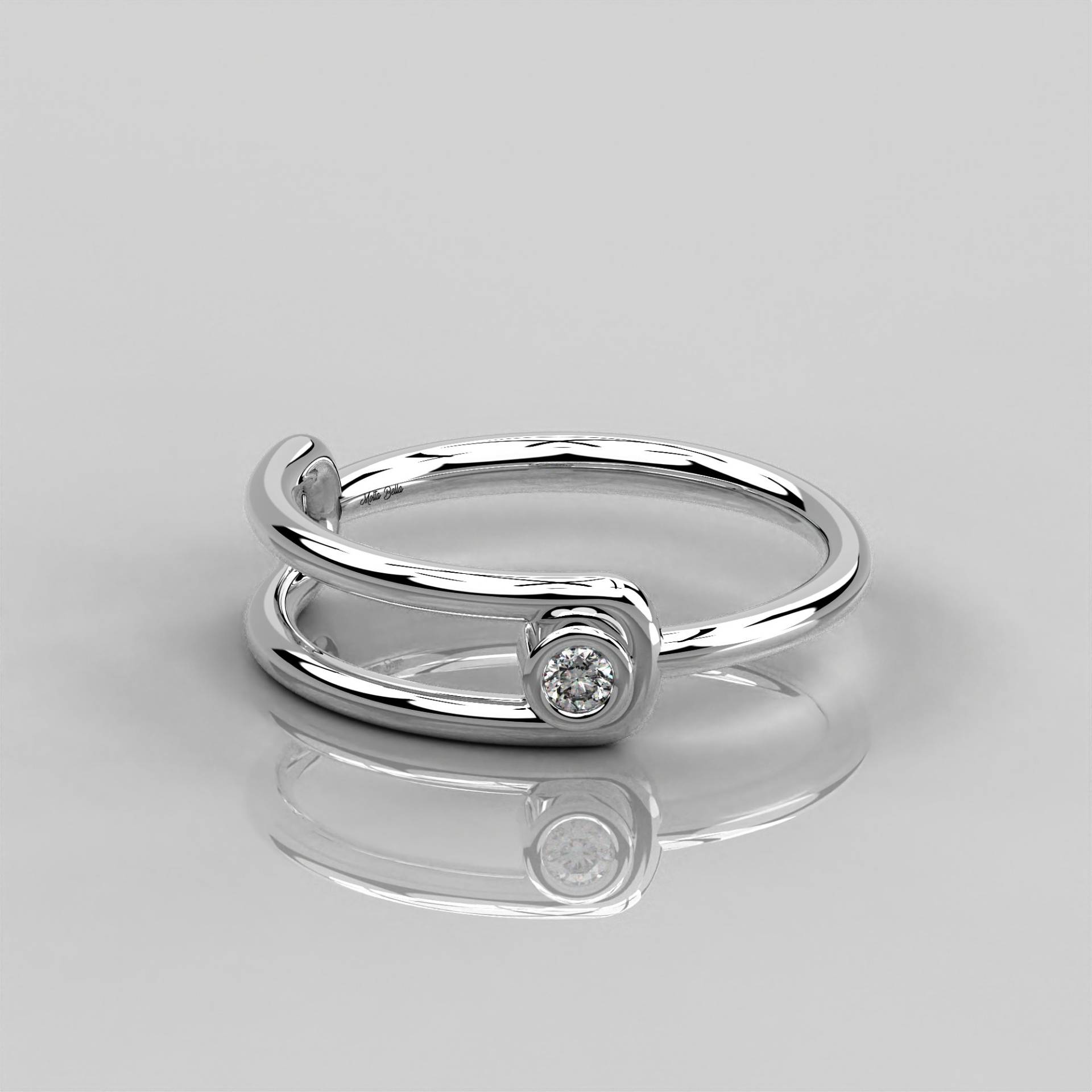 0.06 Ct Runder Naturdiamant Ring Für Frauen/14K Gold Solitär Diamant Solo Dünner Band Bezel Zierlicher von MoltaBellaJewels