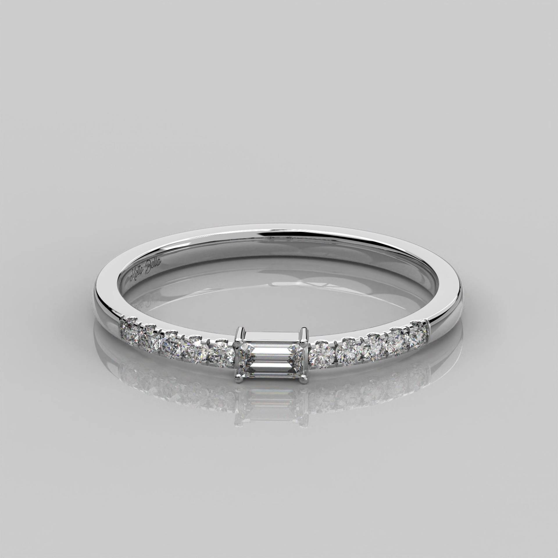 0.25 Ct Baguette Diamant Ehering Für Frauen/14K Solid Gold Natürlicher Ring Sie Kleiner Solitär Pave von MoltaBellaJewels