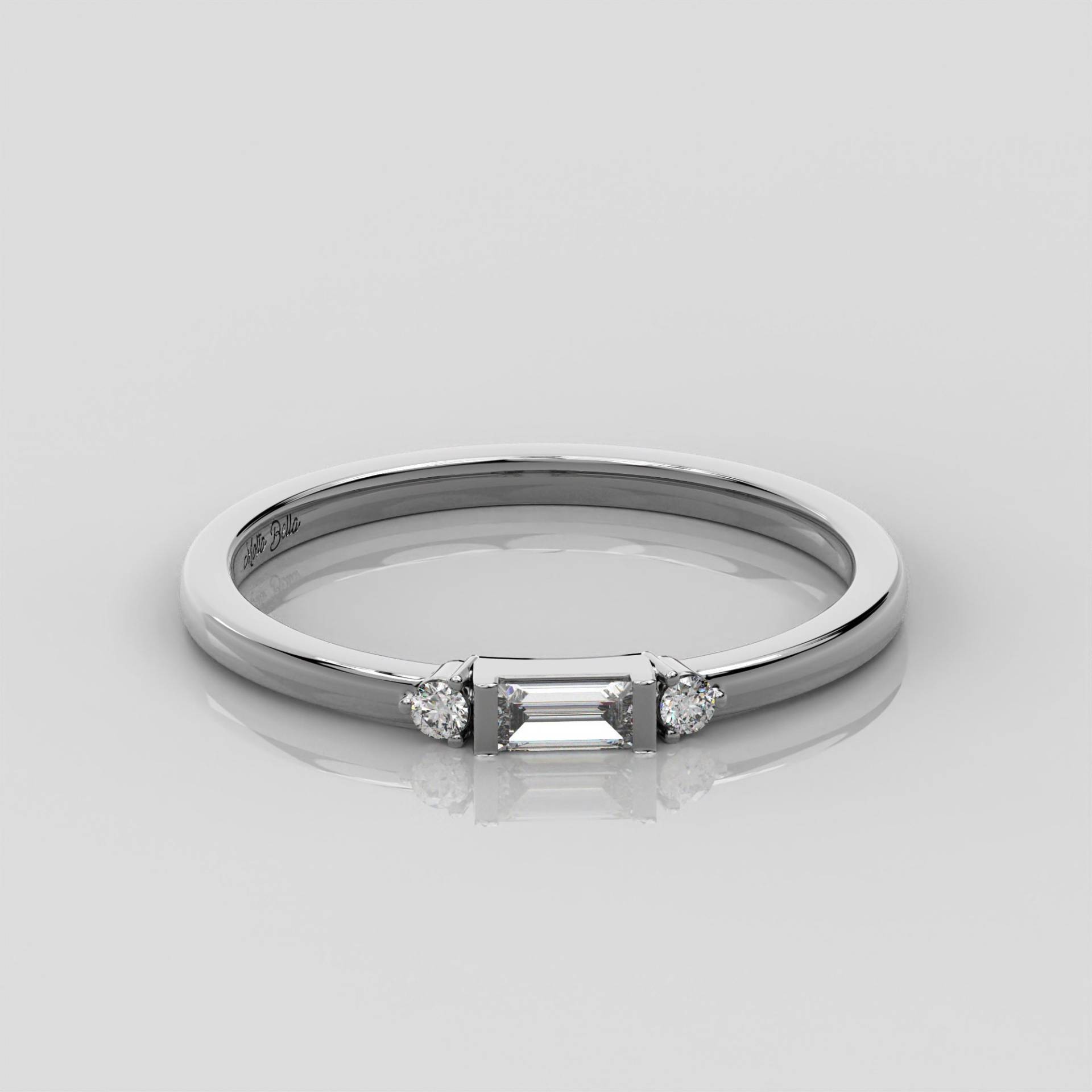 0.25 Ct Natürliches Baguette Diamant Ehering Für Frauen/14K Solid Gold Dünner Band Ring Drei Stein Zierliche von MoltaBellaJewels