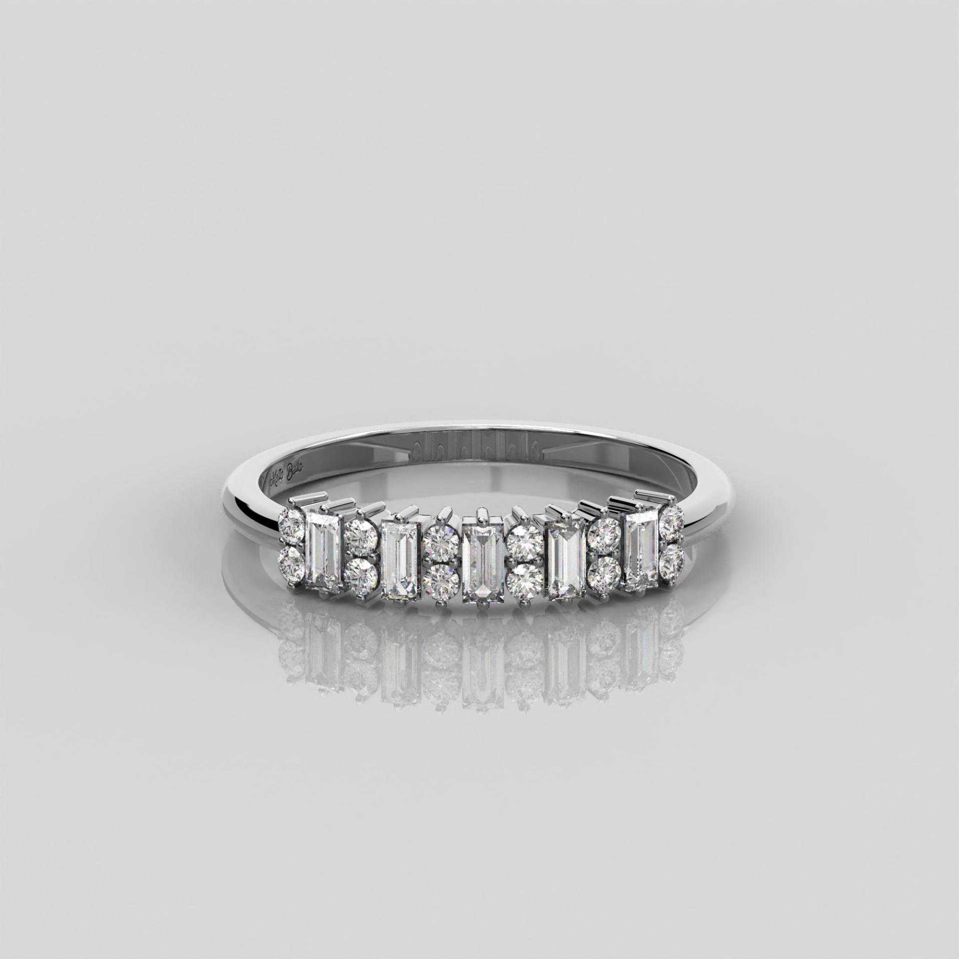 0.54 Ct Baguette Diamant Halb Ewigkeit Ring Damen/14K Massive Gold Reihe Zierliche Ehering Up Down von MoltaBellaJewels