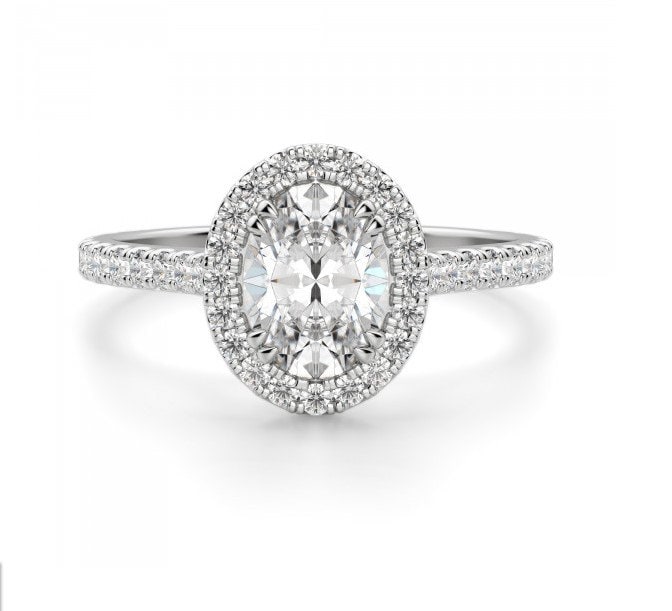 Ovaler Verlobungsring Für Frauen, Diamantring Sie, Halo Braut, 14K Goldring, Diamant Ring, Cz Ring von MoltaBellaJewels