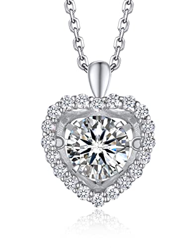 MomentWish Halskette Damen Silber 925, Mama Geschenk Muttertag, 1 Karat Moissanite Glitzernde Tanz Kette für Damen Glückskette Diamant Anhänger mit Geschenkbox Geschenk für Frauen Freundin von MomentWish