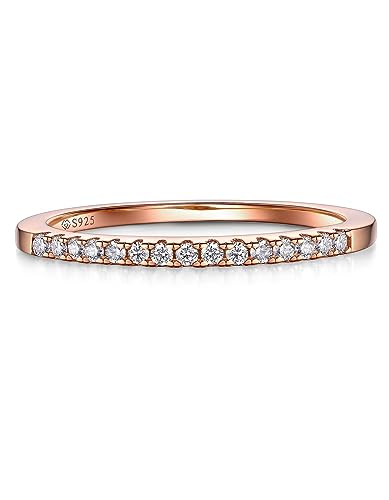 MomentWish Eternity Ring, Moissanit Diamant Ring Silber Damen Rosegold, Ring Damen Herren Verlobung Hochzeit Ehering Verlobungsring Ewigkeitsringe Größe52 von MomentWish