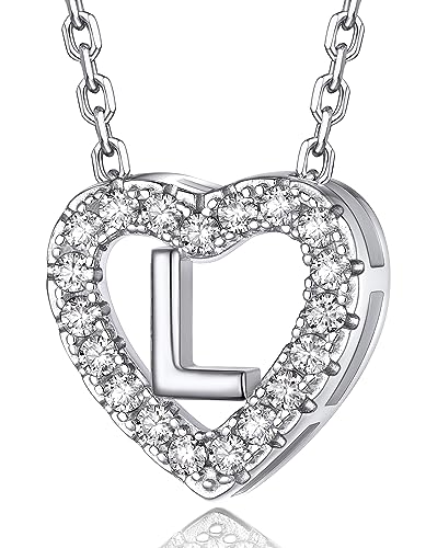 MomentWish Kette mit Buchstaben, Halskette Damen Silber 925 Moissanit Diamant Mama Geschenk Muttertag für Frauen Schmuck mit Anhänger Buchstabe L von MomentWish