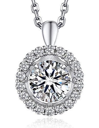 MomentWish Moissanite Halskette Damen Silber 925, Geschenk für Muttertag, 1 Karat Glitzernde Tanz Kette Damen Schmuck Damen Muttertagsgeschenk für Frauen von MomentWish