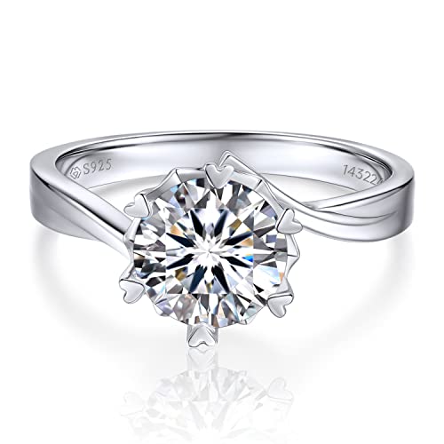 MomentWish Moissainte Ring Frauen, 2 Karat Verlobungsring Damen Promise Ring Wedding Ring mit GRA Zertifikat Geschenk für Frauen -Größe47 von MomentWish