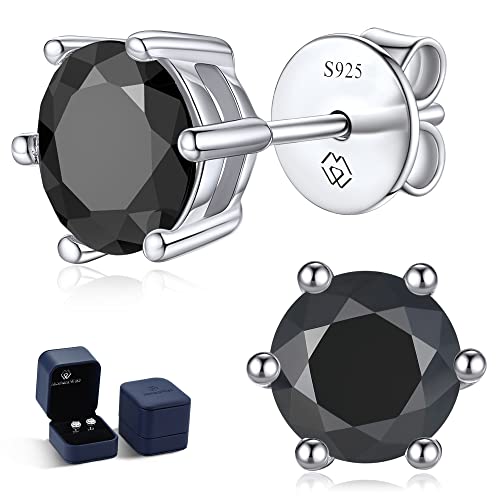 MomentWish Moissanite Ohrstecker Schwarz, 1 Karat Moissanite Ohrringe Schwarz Glänzend Silber 925 Solitär für Damen und Herren Geschenk für ihn 5mm von MomentWish