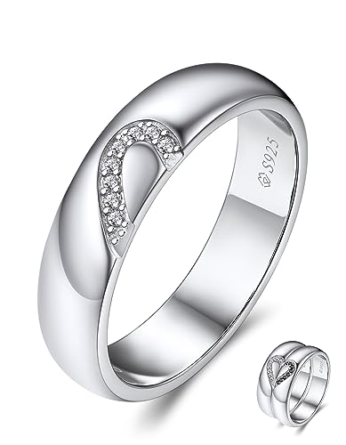 MomentWish Verlobungsring Paar, Moissainte Silber Trauringe Couple Ring Freundschaftsringe Pärchen Valentinstag Liebes Geschenk für Paare Frauen sie-57(18.1) von MomentWish