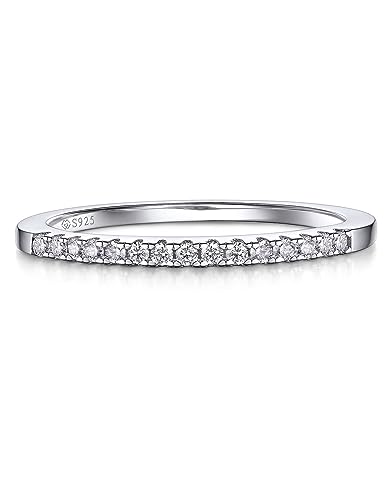 MomentWish Eternity Ring, Moissanit Diamant Ring Silber Damen, Ring Damen Herren Verlobung Hochzeit Ehering Verlobungsring Ewigkeitsringe Größe48 von MomentWish