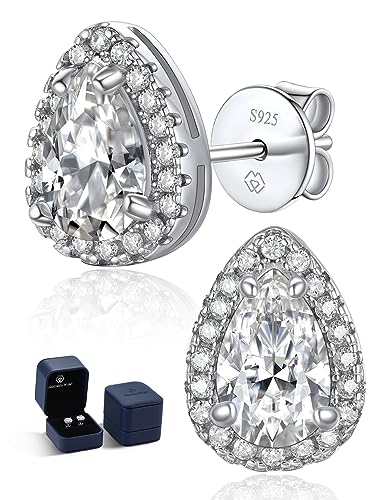 MomentWish Moissanite Ohrringe Tränen, Geschenke für Mütter, 2,2 Karat Ohrstecker Silber 925 Damen Schmuck Hypoallergen Halo mit Geschenkbox Geburtstagsgeschenk für Frauen Freundin von MomentWish