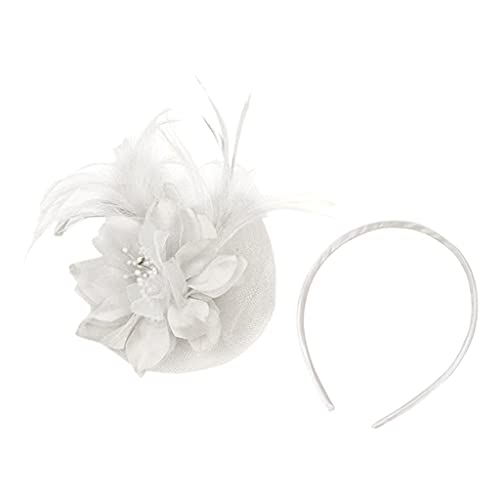 Ball Damen für Blumenhut Cocktail Stirnband Hochzeit Fascinators Stirnband Tennisrucksack Kinder Head (White, One Size) von Momolaa