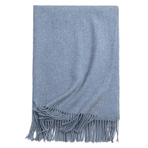 Momooda Schal Damen Winter aus 100% Alpaka Wolle, Wickelschal, Weiche, Warm Tücher, Schals mit Quast, Grau Blau von Momooda