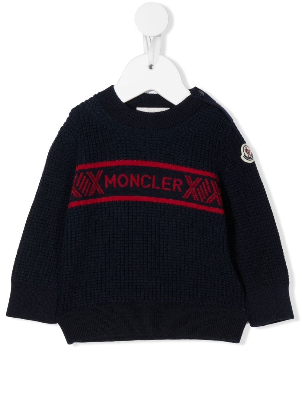 Moncler Enfant Pullover mit Intarsien-Logo - Blau von Moncler Enfant