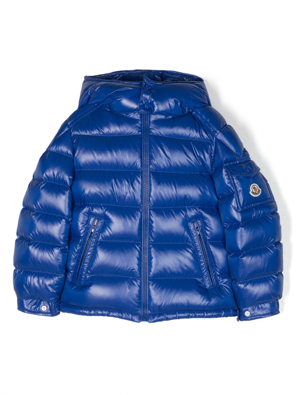 Moncler Enfant Gefütterter Mantel mit Logo-Patch - Blau von Moncler Enfant