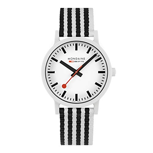 Mondaine Unisex-Erwachsene Analog Quarz Uhr mit Textil Armband MS1.41110.LA von Mondaine