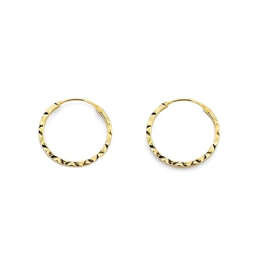 Damen & Kinder Creolen Hoop 10x1 mm Ohrstecker - Gelbgold 18 Karat (750) - Geschenkbox - Garantiezertifikat von Monde Petit