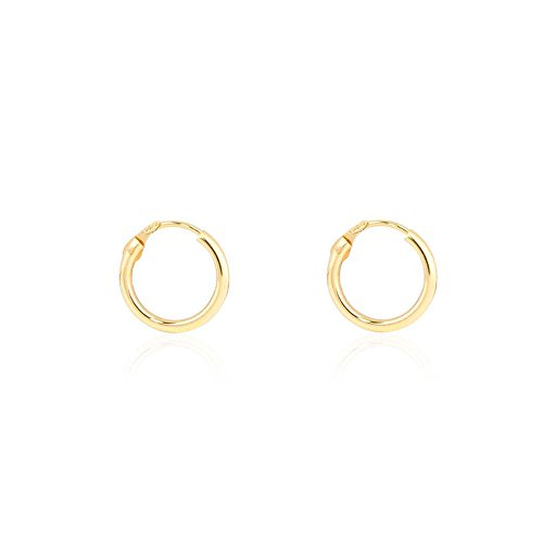 Pendientes Oro Aro Liso 10X1.2 mm - 9 kts - Geschenkbox - Garantiezertifikat von Monde Petit