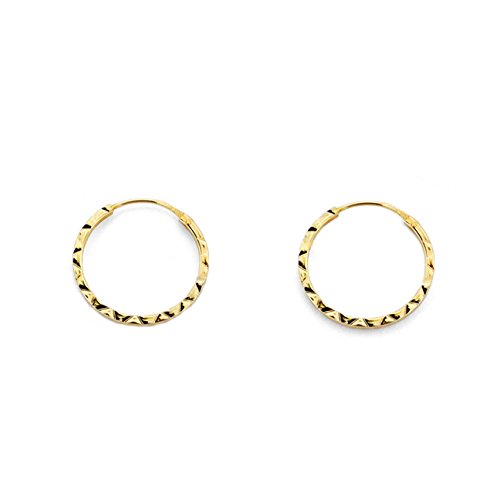 Damen & Kinder Creolen Hoop 14x1 mm Ohrstecker - Gelbgold 9 Karat (375) - Geschenkbox - Garantiezertifikat von Monde Petit