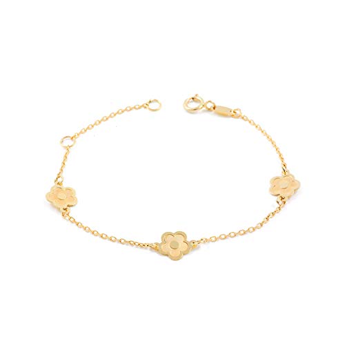 Monde Petit Damen & Kinder Gänseblümchen Armband - Gelbgold 9 Karat (375) - Geschenkbox - Garantiezertifikat von Monde Petit