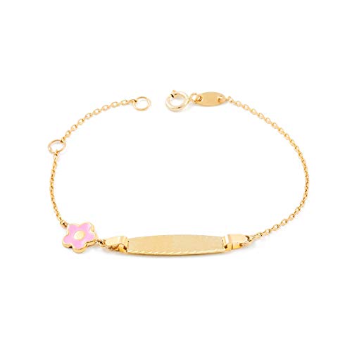 Monde Petit Kinder Blume Armband Gelbgold 9 Karats (375) - Geschenkbox - Garantiezertifikat von Monde Petit