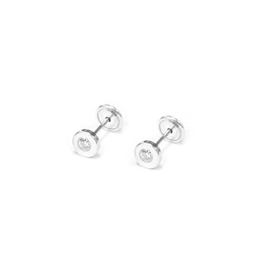 Monde Petit AG-2238 Ohrstecker für Babys / Mädchen, rund, aus Silber, mit Zirkonia von Monde Petit