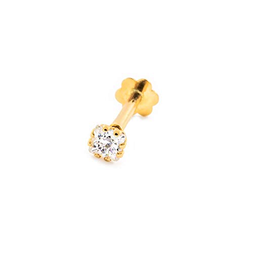 Monde Petit Piercing für Knorpel Zirkon 2,5 mm - Gelbgold 9 Karat (375) - Geschenkbox - Garantiezertifikat von Monde Petit