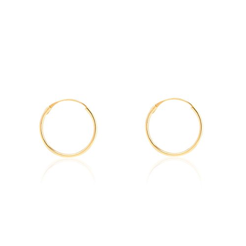 Damen & Kinder Creolen Hoop 12x1 mm Ohrstecker - Gelbgold 9 Karat (375) - Geschenkbox - Garantiezertifikat von Monde Petit