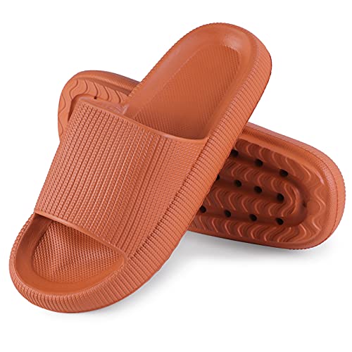 MoneRffi Badeschlappen Damen Herren Sandalen Sommer Unisex Badeschuhe Home Slippers Badelatschen Gartenschuhe rutschfest Pantoffeln Indoor Hausschuhe cloudyzz Schlappen (Orange,44/45 EU) von MoneRffi