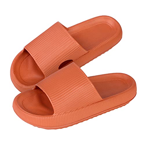 MoneRffi Badelatschen Damen Badeschuhe Herren-Badeschlappen Hausschuhe Damen, Cozislides Airfoot Wolken Wolkenschuhe Rutschfeste Pantoletten, Cozy Slides Schlappen(orange,38/39 EU) von MoneRffi