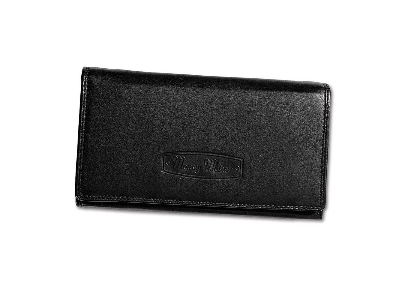 Money Maker Kellnerbörse Money Maker Damen Börse RFID Blocker (Kellnerbörse, Kellnerbörse), Damen Geldbörse aus Echtleder in schwarz, ca. 17cm Breite von Money Maker