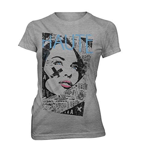 Damen Lady Fit T-Shirt Haute Couture News Design Mode, Größe:M, Farbe:Graumeliert von Monkey Print