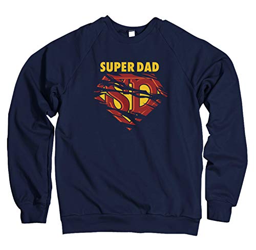 Herren Pullover Sweater Super Dad - Papa der Superman, Größe:L, Farbe:Navyblau von Monkey Print