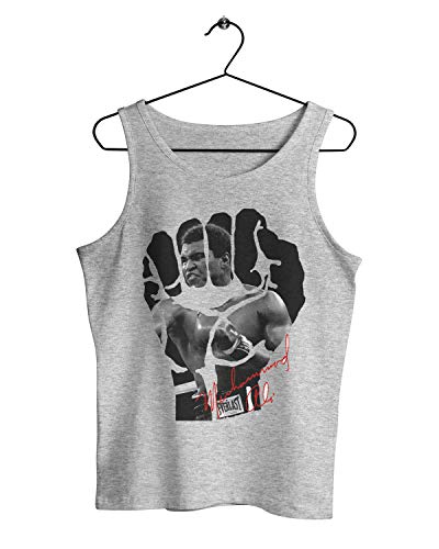 Herren Tank Top Muscle Shirt Muhammad Ali Boxen Sport Trikot Cassius Clay, Farbe:Graumeliert, Größe:XL von Monkey Print